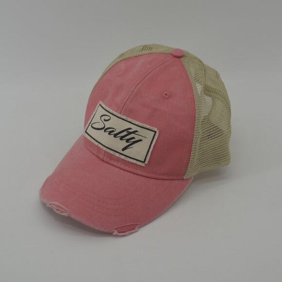 Adams Salty Coral Tan Baseball Distressed Trucker Hat OS - Picture 11 of 11